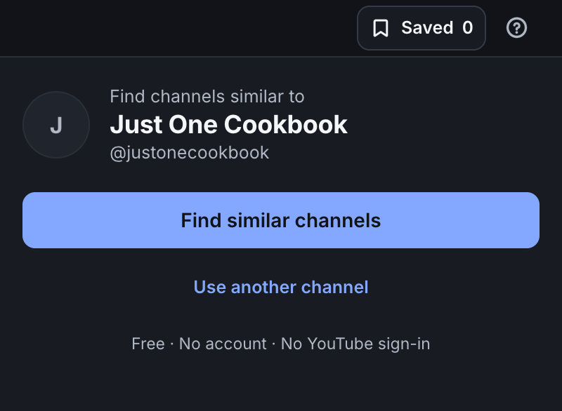 Similar YouTube Channel Finder | Channel Finder